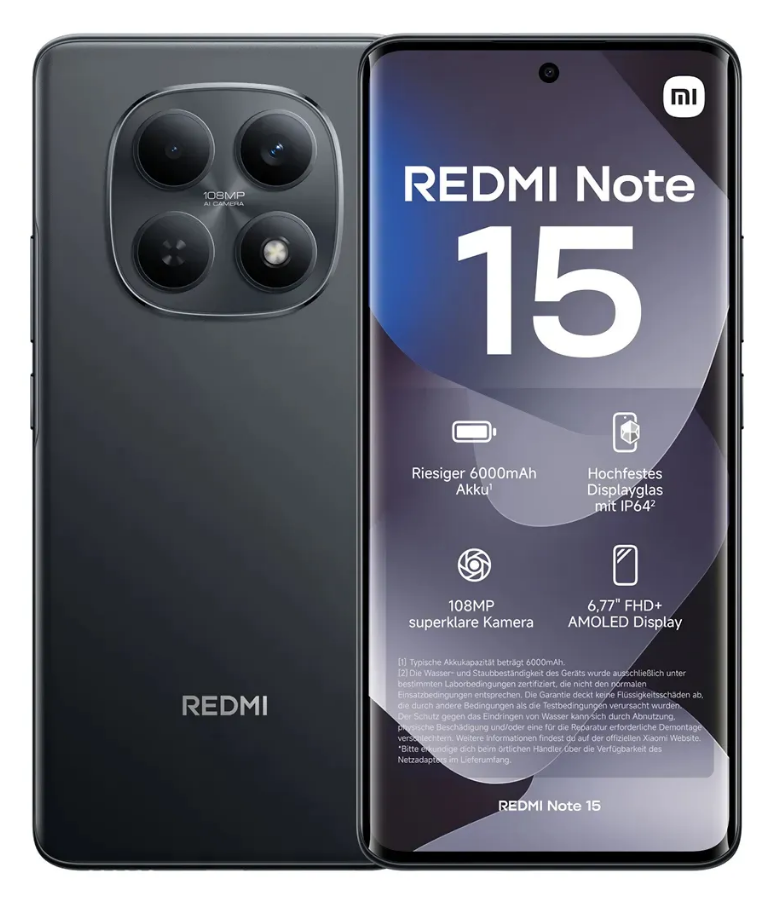 Smartphone Xiaomi Redmi Note 15 4G 256GB 8GB RAM Dual SIM Tela 6.77" - Preto