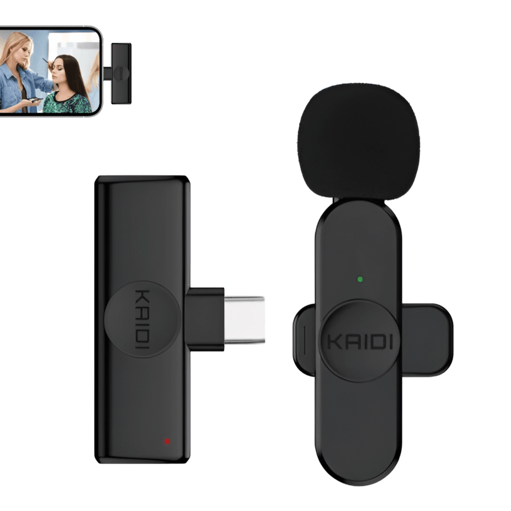 Microfone de Lapela Sem Fio Kaidi KMF5-C Wireless USB-C para Smartphones